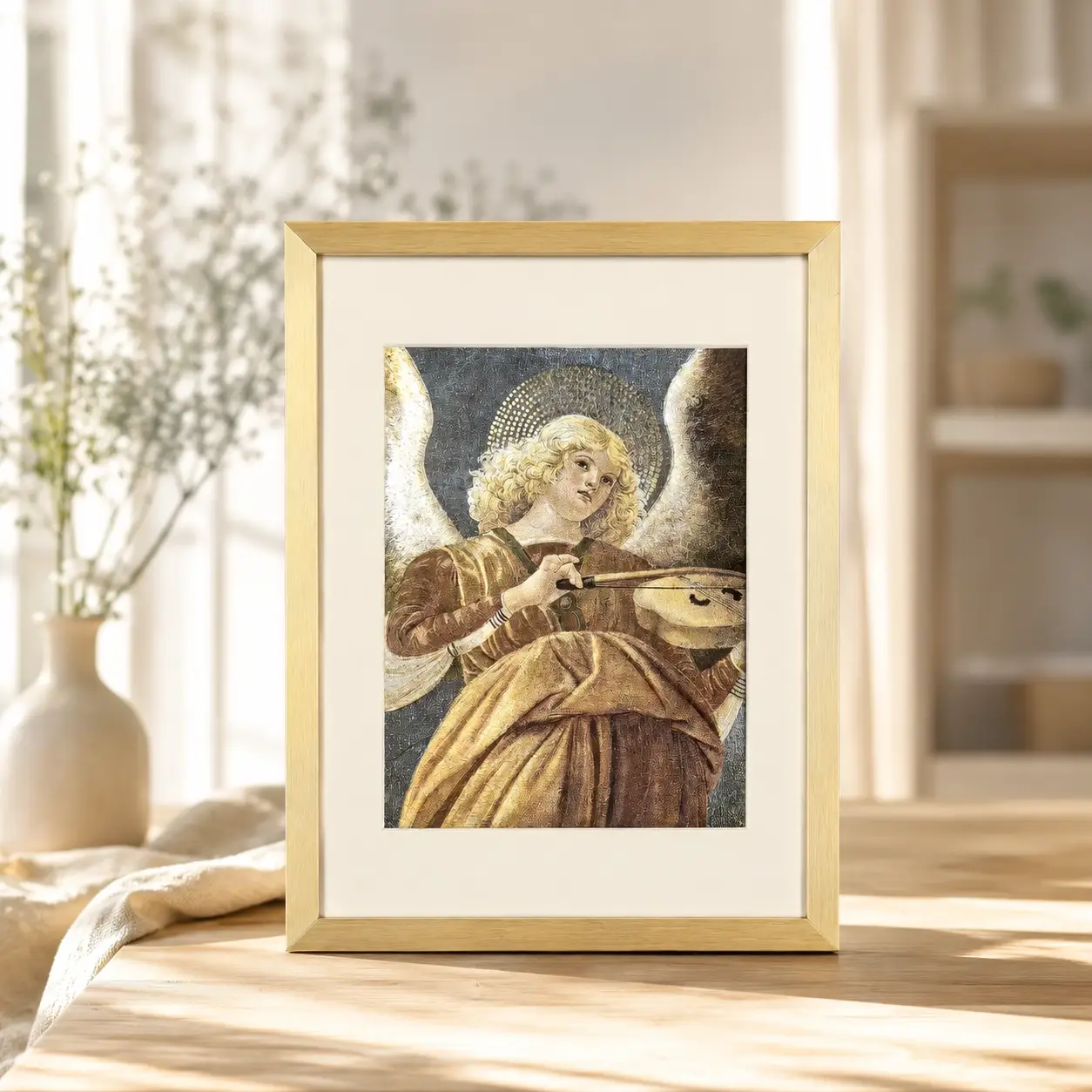 Angel Playing Violin Vintage Classical Religious Decorative Painting religious foil picture by DUFEX PRINTS